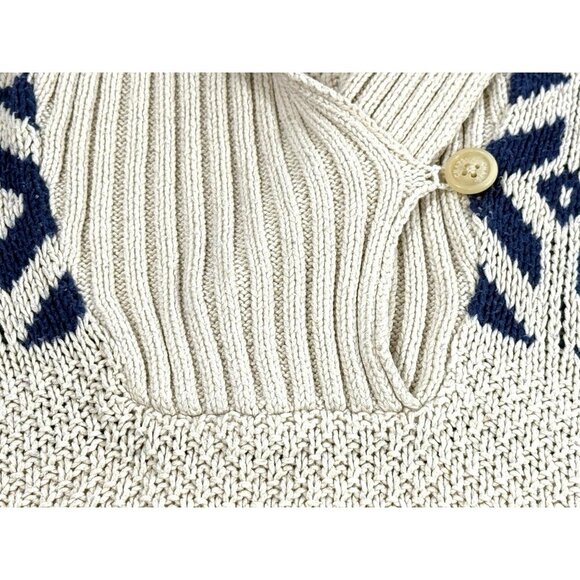 Chaps Womens Knit Sweater Beige Shawl Collar Nordic Cabincore Lodge Size Large L - Picture 11 of 16